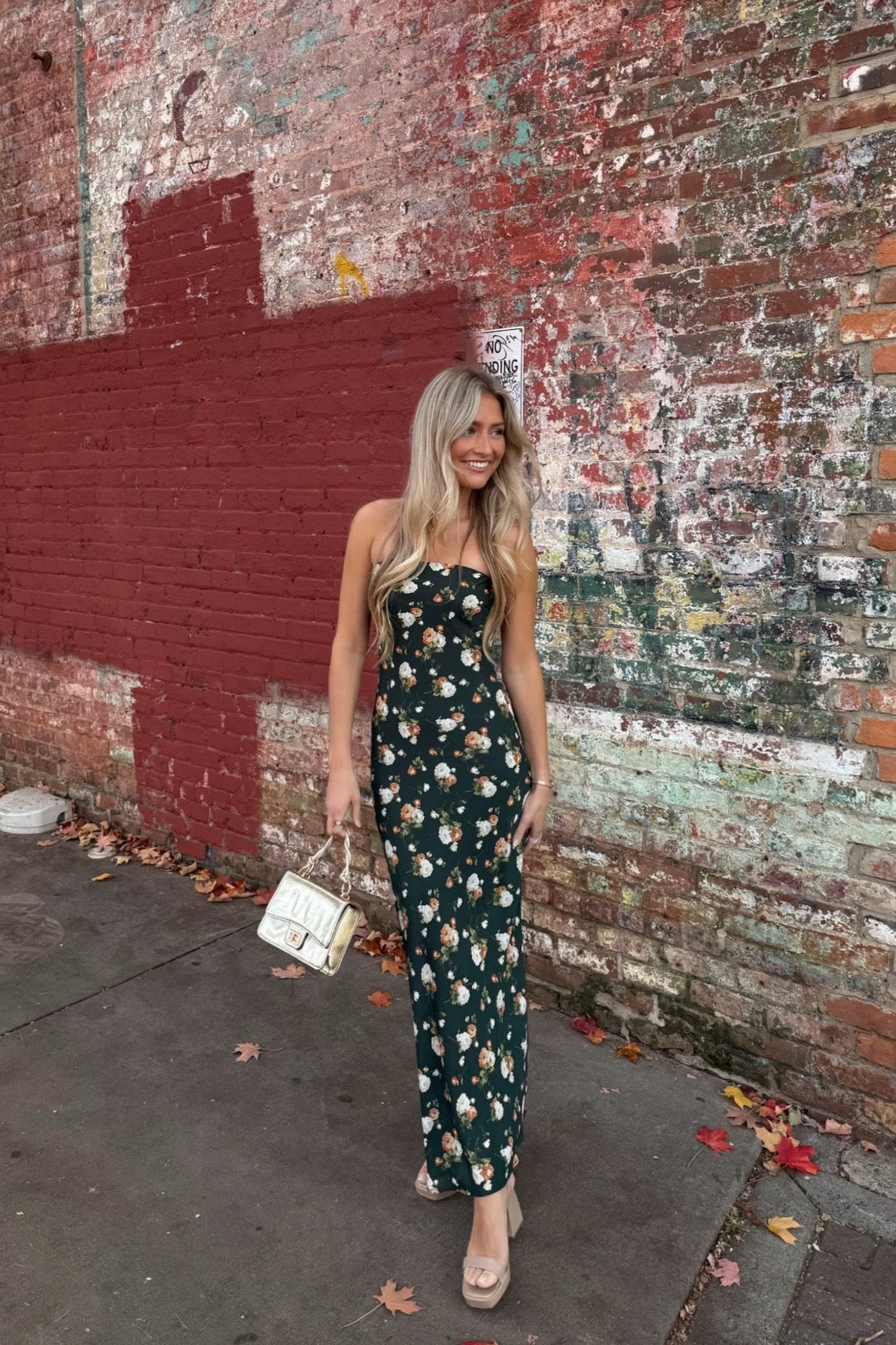 Black Floral Cowl Neck Maxi Dress
