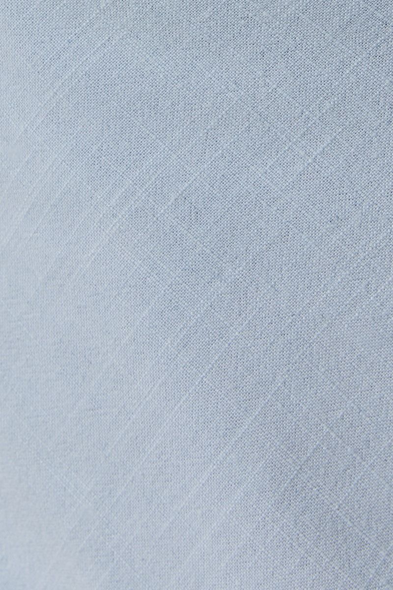 Light Blue Strapless Ruched Bust Mini Dress – Linen Blend Bias Cut Summer Dress