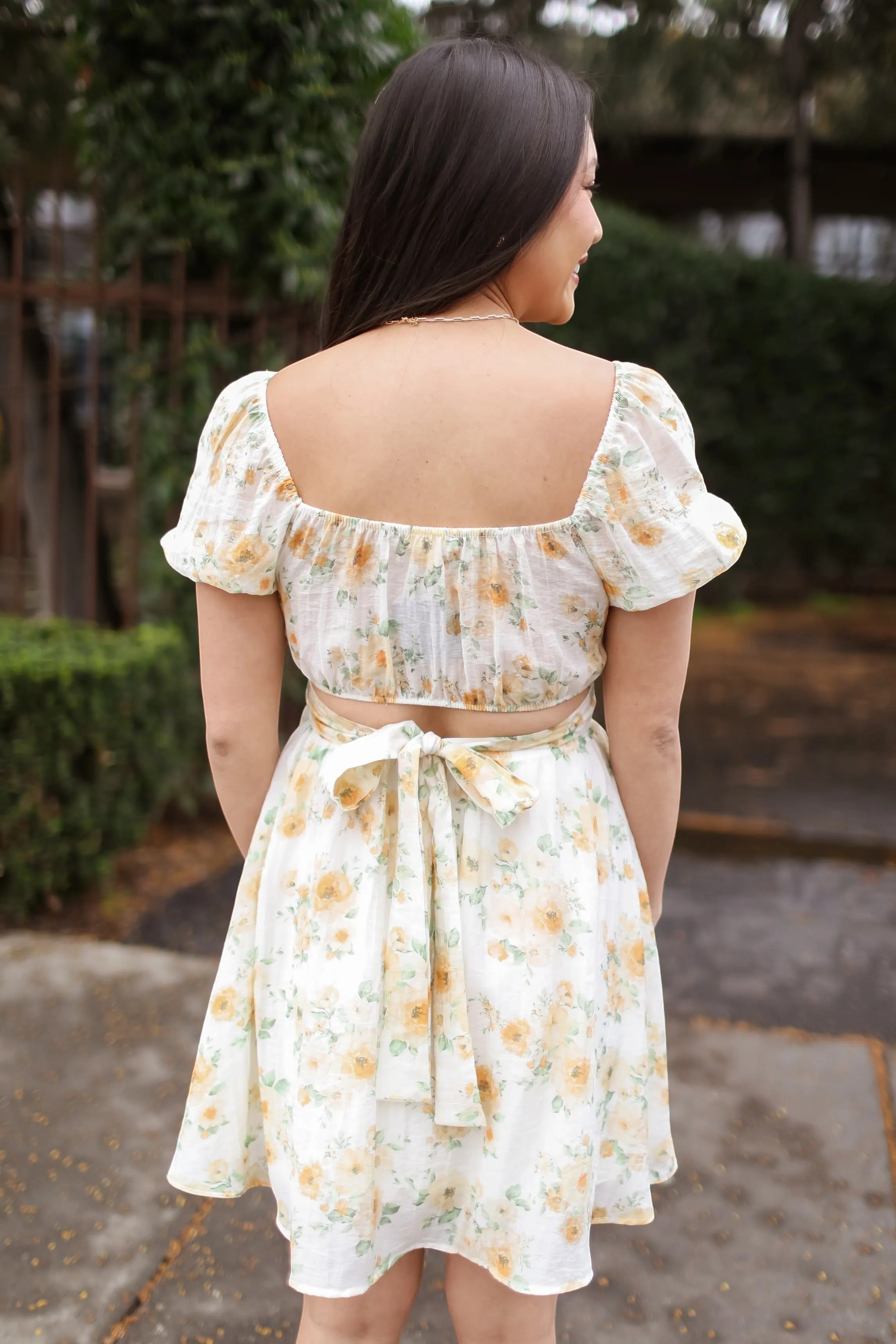 Floral Short Puff Sleeve Mini Dress