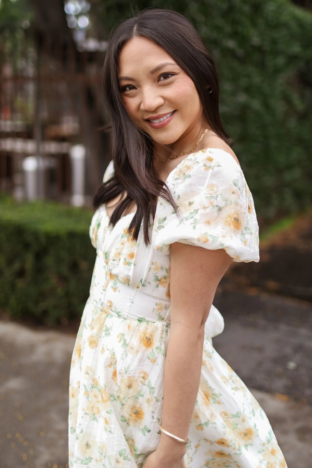 Floral Short Puff Sleeve Mini Dress