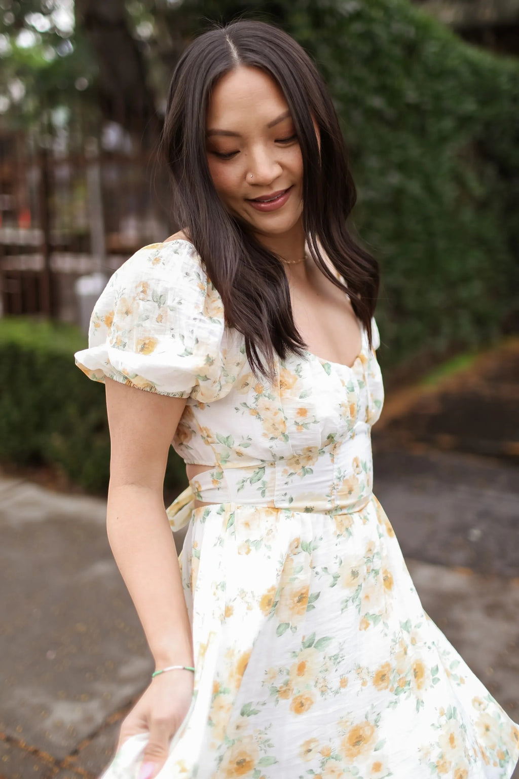 Floral Short Puff Sleeve Mini Dress