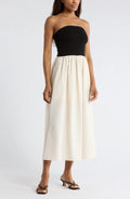 Black Strapless Maxi Dress with Cream Skirt