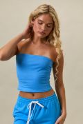 Bright Blue Strapless Tube Top – Stretch Knit Crop  Top