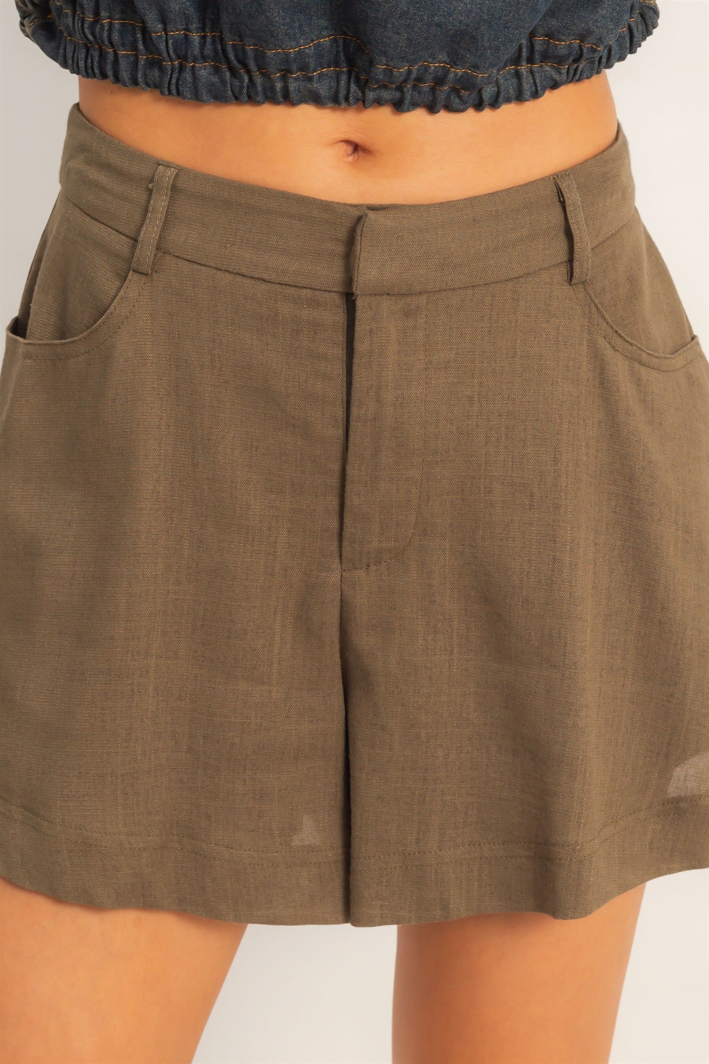 Women’s High Waisted Linen Blend Shorts – Loose Fit Tailored Summer Shorts