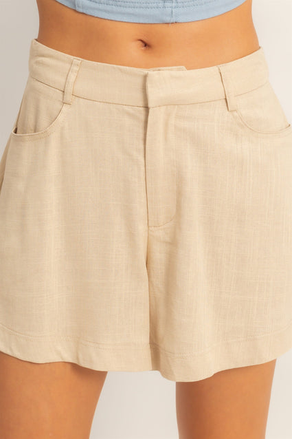 Women’s High Waisted Linen Blend Shorts – Loose Fit Tailored Summer Shorts