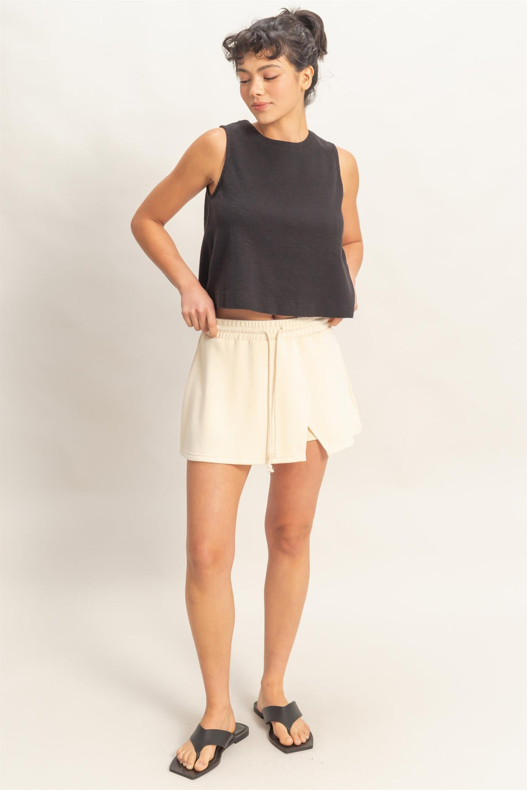 Women’s Wrap Front Elastic Waist Skort – A-Line Active Skirt with Built-In Shorts