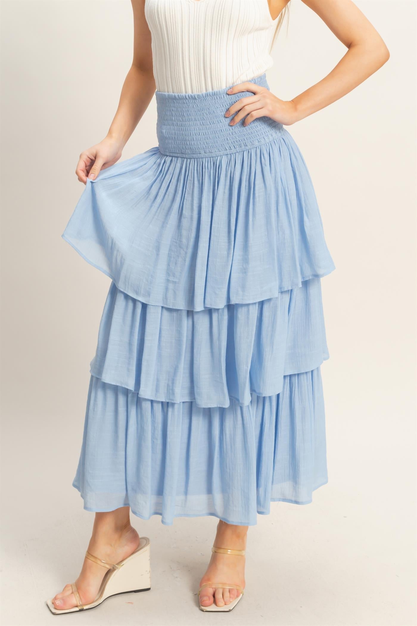 Tiered Smocked Waist Skirt