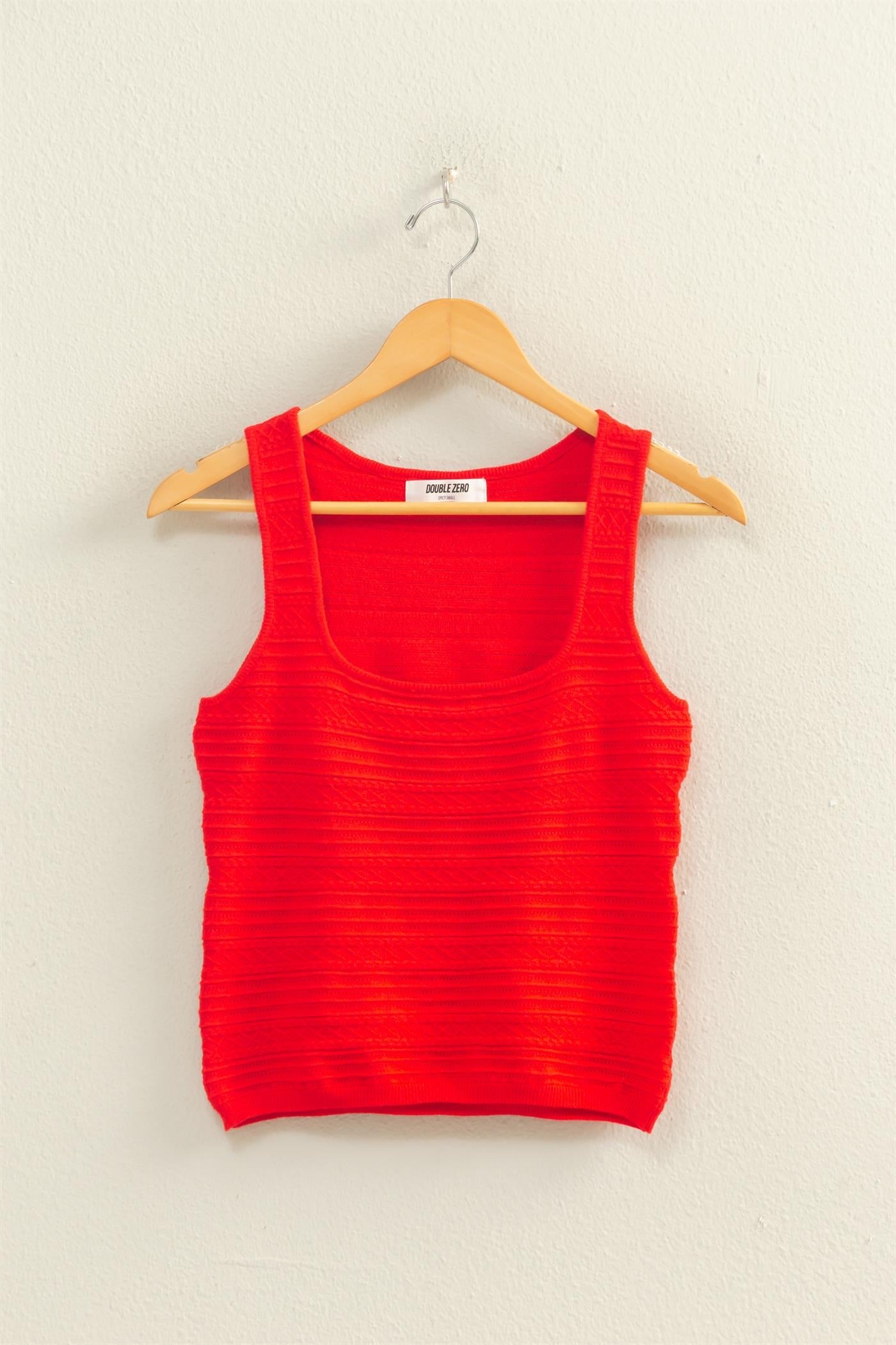 Textured Sleeveless Scoop Neck Knit Top