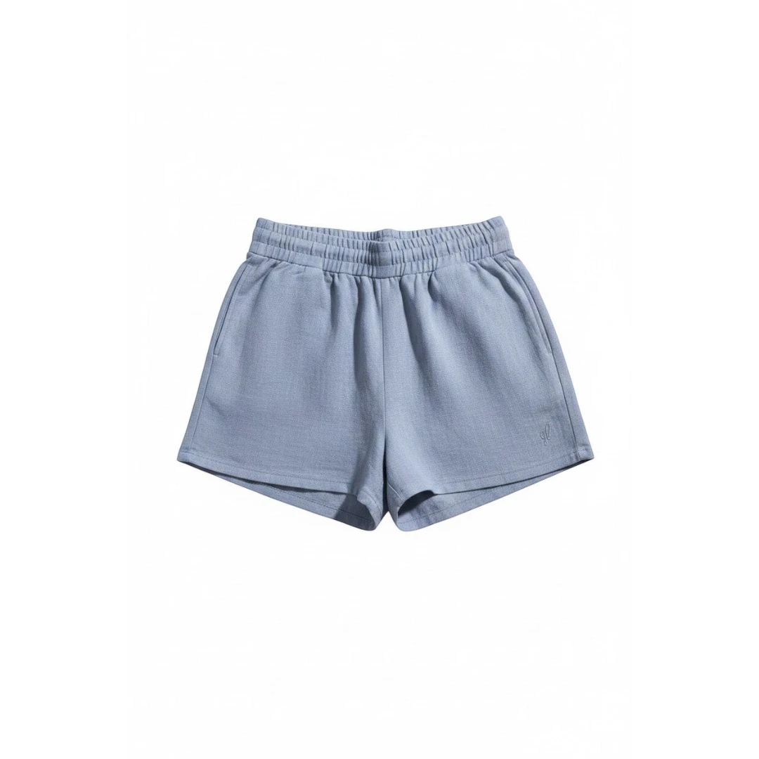 Yanet Collection Shop blue relaxed high-waist shorts with an elastic waistband and soft lightweight fabric