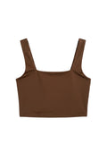 Yanet Collection Shop brown sleeveless crop top with a square neckline in soft stretchable fabric