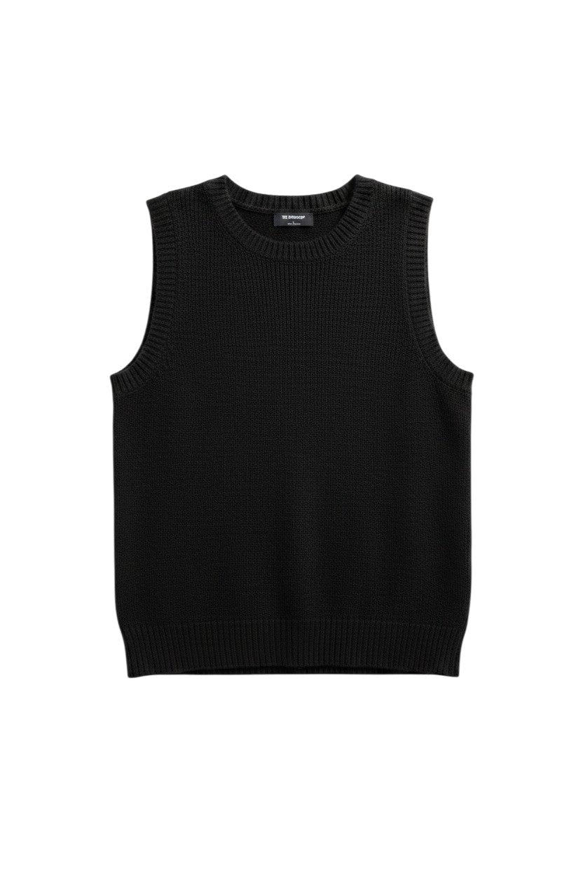 Yanet Collection Shop charcoal sleeveless knit top featuring a crew neckline and ribbed texture in a relaxed fit.