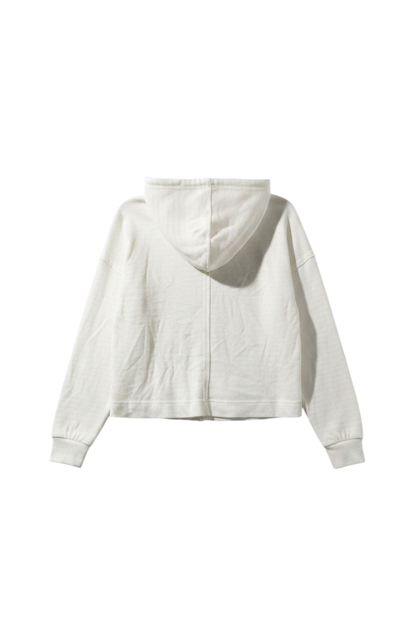 Yanet Collection Shop cream hooded pullover sweatshirt with long sleeves and a relaxed fit, back view