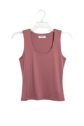 Yanet Collection Shop dusty pink sleeveless tank top with a scoop neckline and soft, stretchy fabric on a hanger.