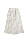 Yanet Collection Shop cream midi skirt with a delicate grey floral print and comfortable elasticated waistband