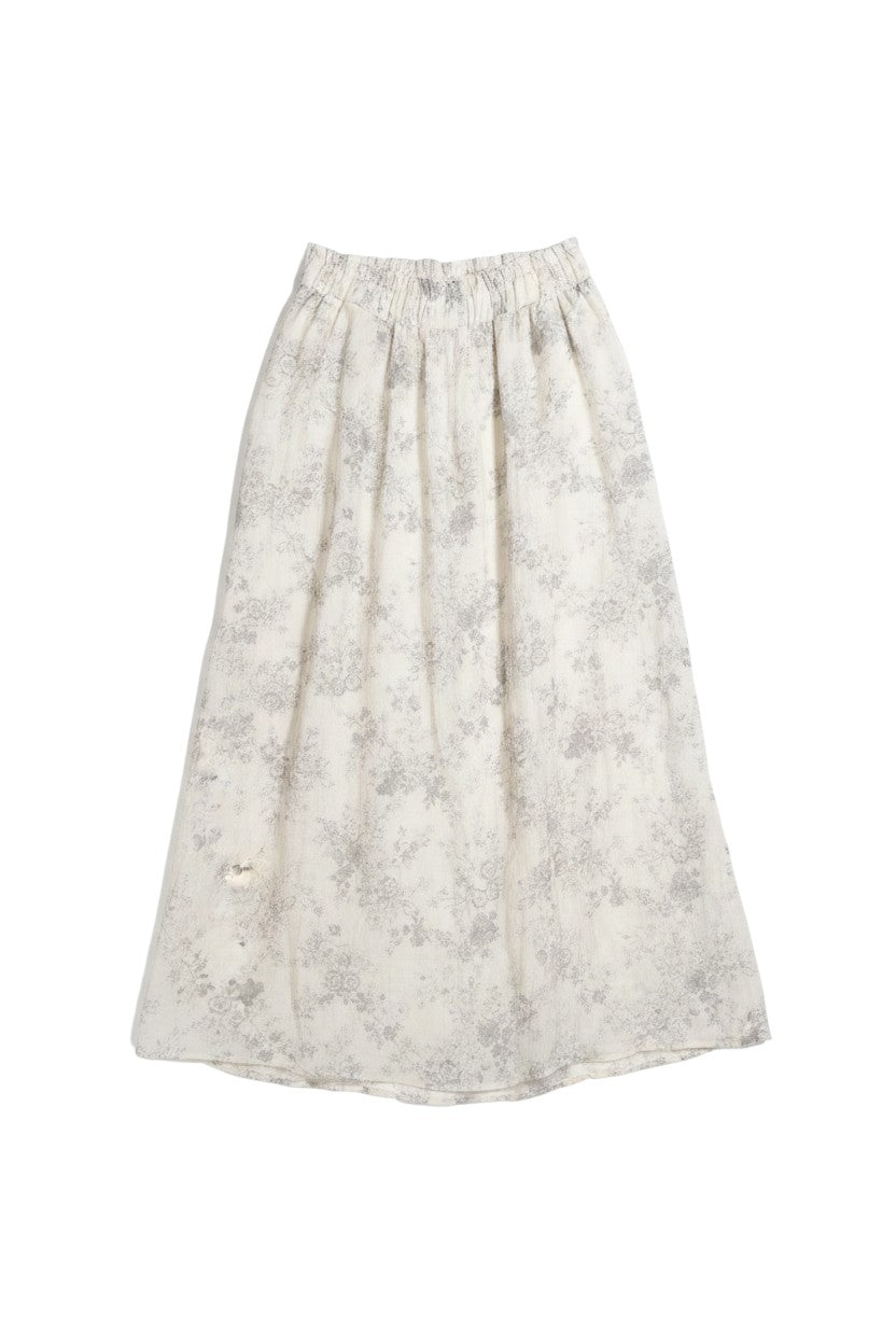 Yanet Collection Shop cream midi skirt with a delicate grey floral print and comfortable elasticated waistband