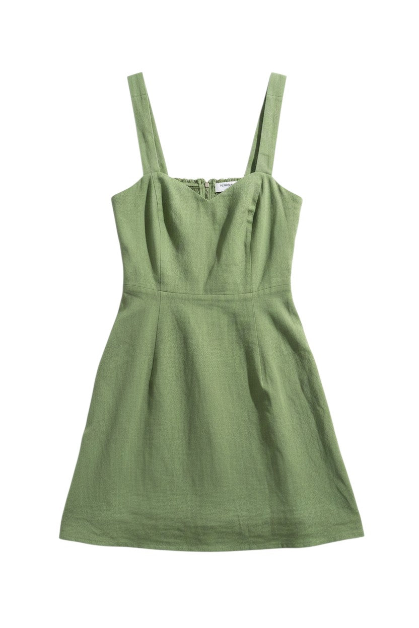 Yanet Collection Shop green sleeveless sheath dress with a sweetheart neckline and textured fabric finish.