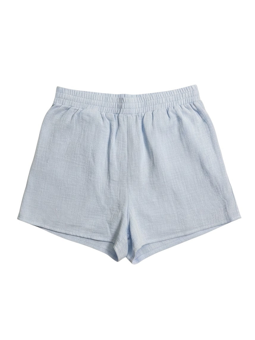 Yanet Collection Shop light blue linen-blend lounge shorts with an elastic waistband