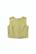 Yanet Collection Shop lime green sleeveless crop top in textured fabric with a relaxed fit and simple neckline.