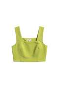 Yanet Collection Shop lime green sleeveless crop top with a square neckline and textured fabric finish.