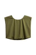 Yanet Collection Shop olive green square neck top with pleated texture and relaxed short sleeve fit
