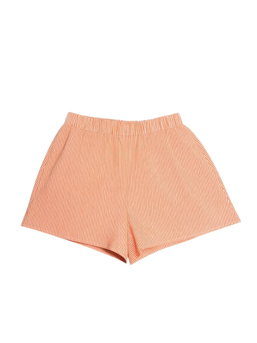 Yanet Collection Shop orange and white pinstriped elastic waist shorts with a relaxed fit