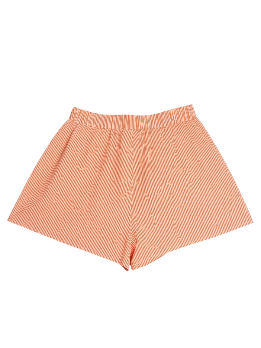 Yanet Collection Shop orange and white striped elastic waist shorts for casual summer wear