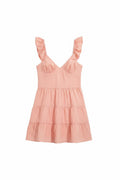 Yanet Collection Shop peach sleeveless mini dress with flutter sleeves and tiered crinkle texture