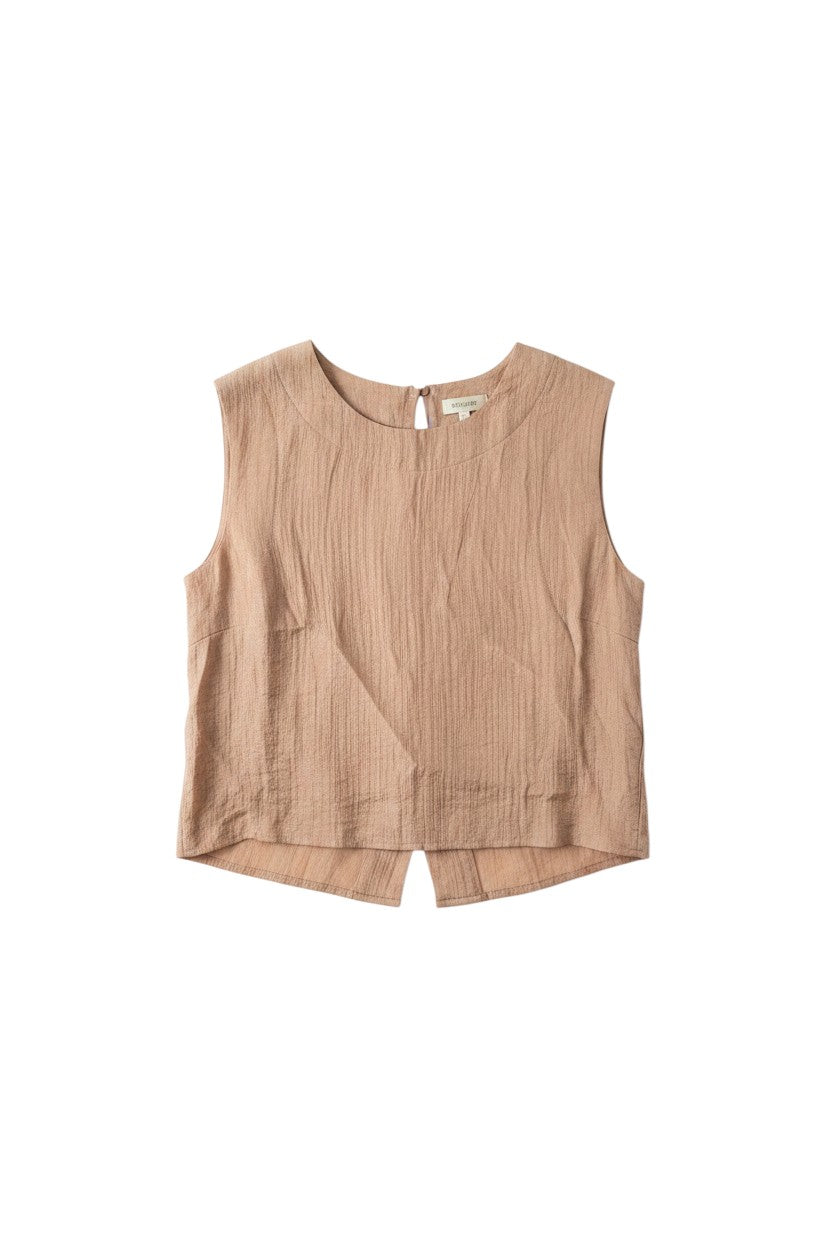Yanet Collection Shop peach sleeveless top with a round neckline and unique textured fabric in a relaxed fit.