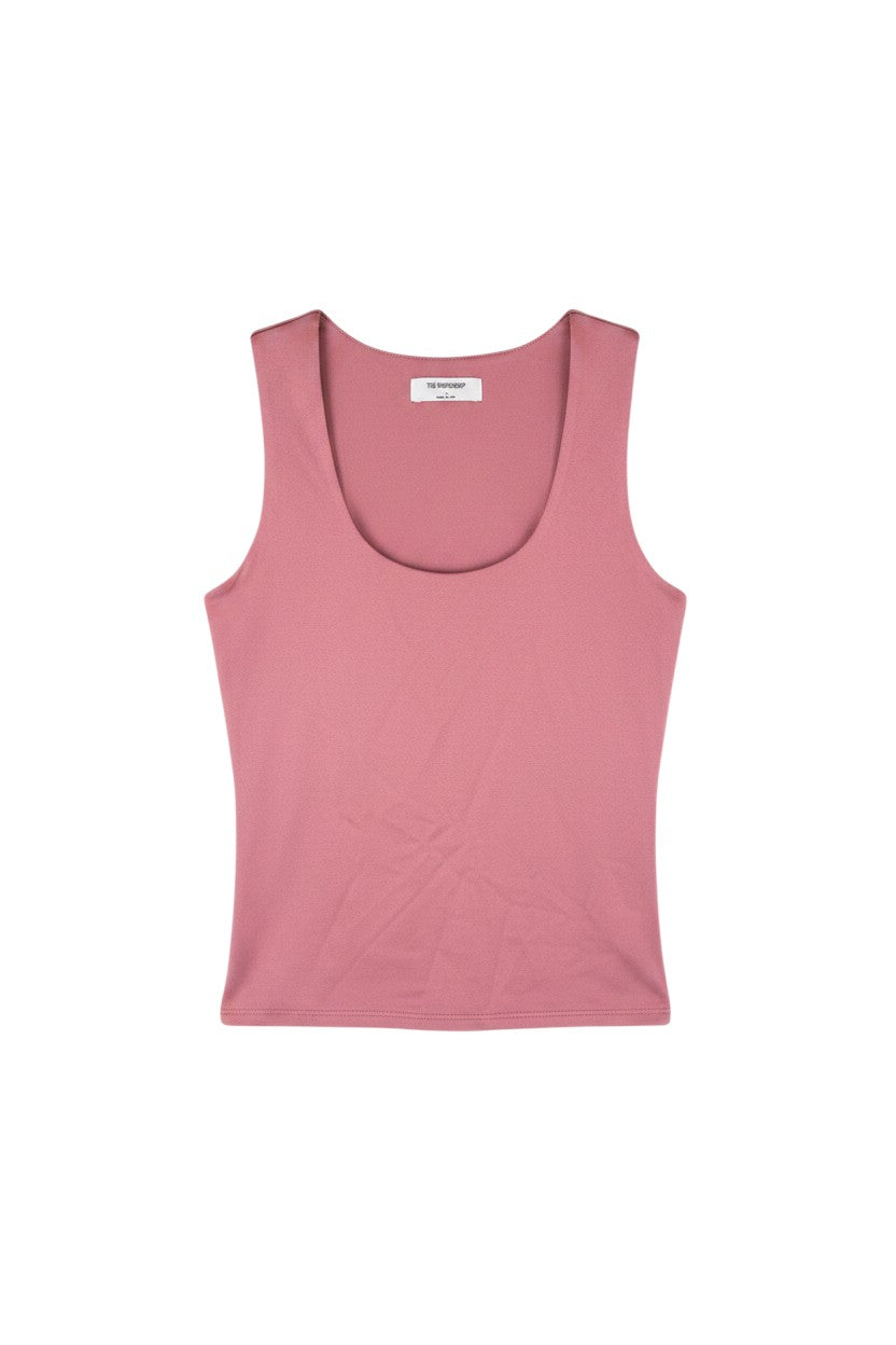 Yanet Collection Shop pink sleeveless fitted tank top with a scoop neckline in smooth stretchable fabric