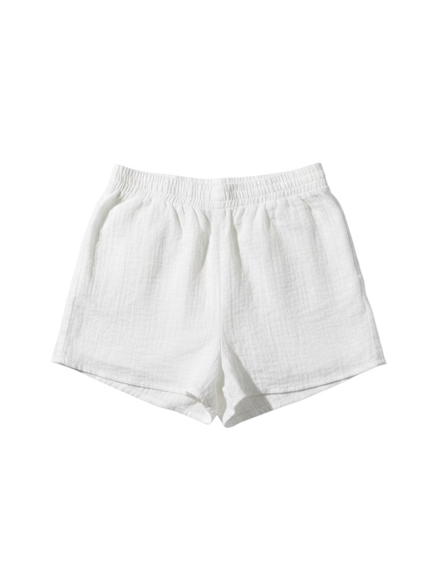 Yanet Collection Shop white linen-blend elastic waist shorts with a relaxed fit