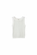 Yanet Collection Shop white sleeveless knit top with a relaxed fit and textured ribbed design for summer casual wear.